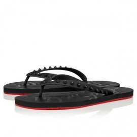 Christian Louboutin Loubi Flip homme Noir Gomme Tongs