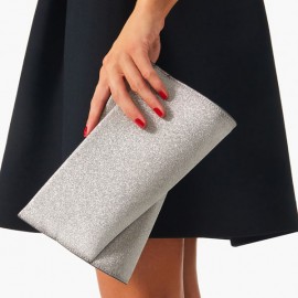 Christian Louboutin Loubitwist petit modèle Argent Cuir de veau pailleté Pochette