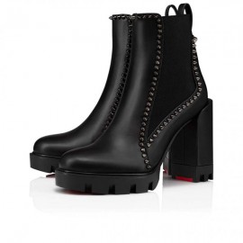 Christian Louboutin Out Line Spike Lug Bottines 100 mm Noir Cuir de veau